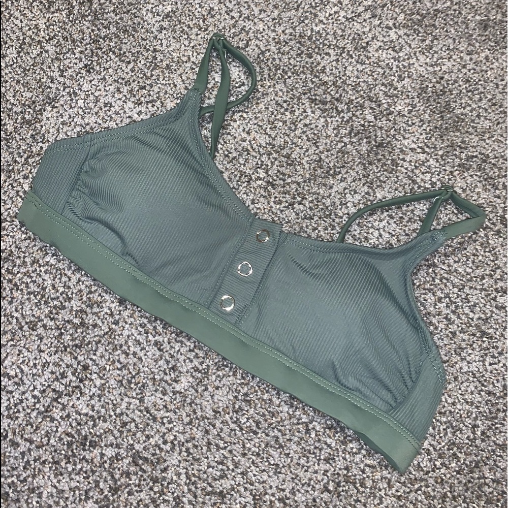 Army Green Button Up Bikini Top